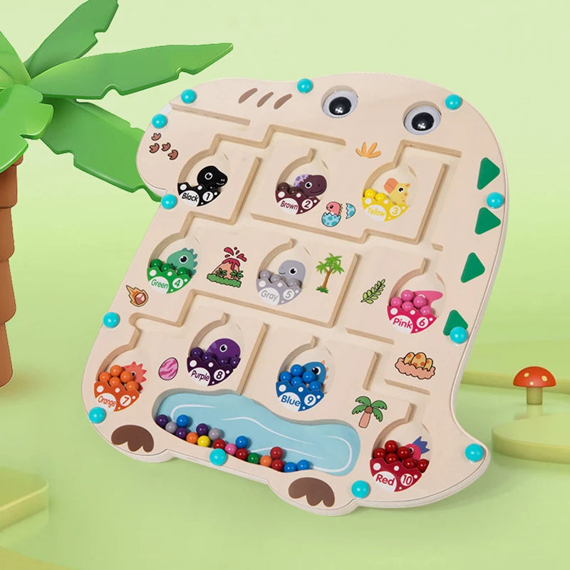 Holzpuzzle mit Magnetlabyrinth – Montessori-Spiel