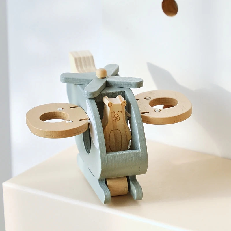 Montessori-Holzflugzeug – Natürliches Lernspielzeug und Dekoration | Holzspielzeug für Babys und Kleinkinder | Nachhaltiges Geschenk