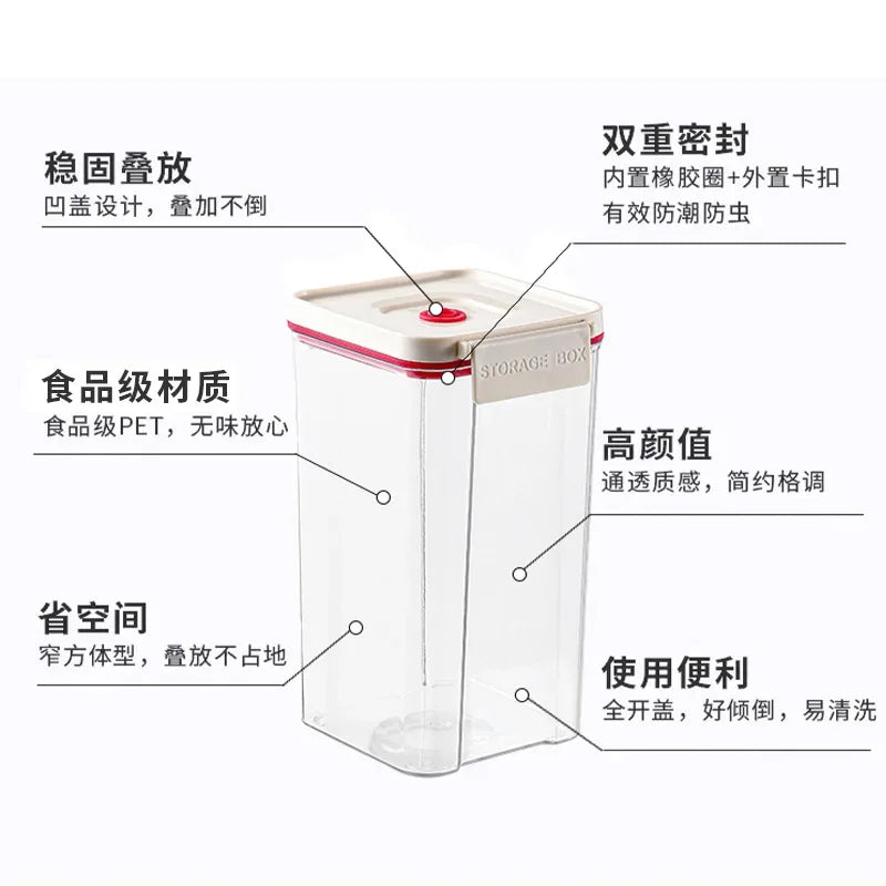 Vacuum sealed plastic transparent coffee bean moisture-proof and fresh-keeping box, kitchen storage tank, storage box