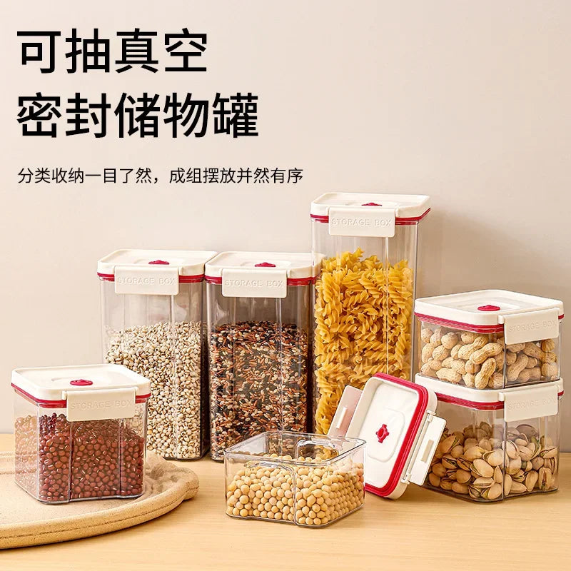 Vacuum sealed plastic transparent coffee bean moisture-proof and fresh-keeping box, kitchen storage tank, storage box