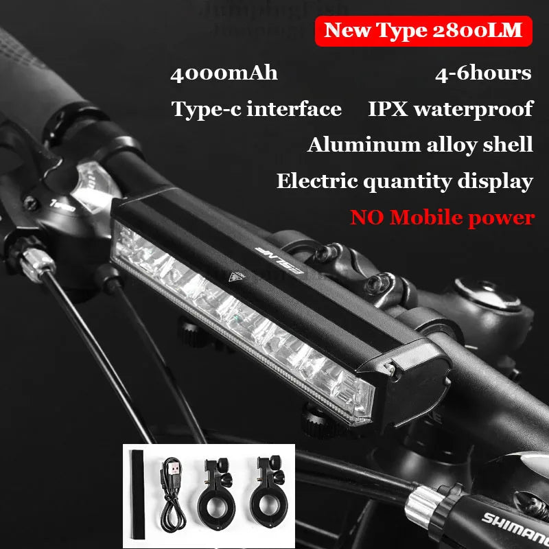 Bicycle Light Front 5200LM LED Light for Bicycle 8000mAh Mountain Cycle Headlight Lamp MTB Bike Light USB Flashlight Super Brigh