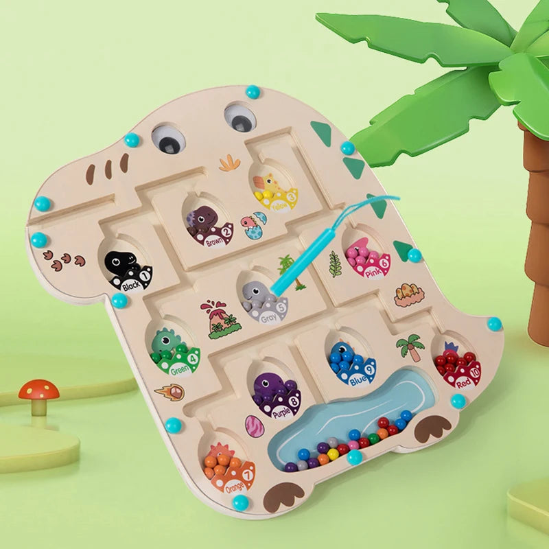 Holzpuzzle mit Magnetlabyrinth – Montessori-Spiel