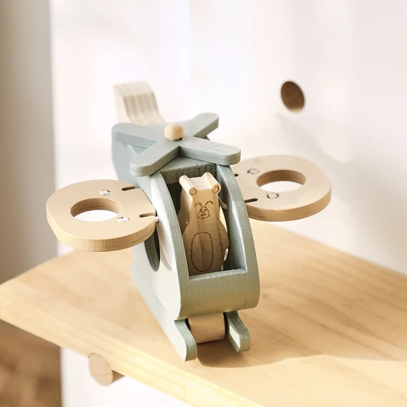 Montessori-Holzflugzeug – Natürliches Lernspielzeug und Dekoration | Holzspielzeug für Babys und Kleinkinder | Nachhaltiges Geschenk
