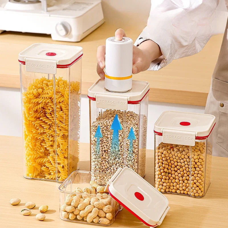 Vacuum sealed plastic transparent coffee bean moisture-proof and fresh-keeping box, kitchen storage tank, storage box
