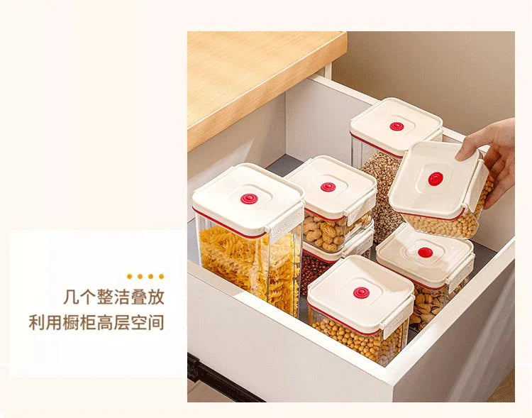 Vacuum sealed plastic transparent coffee bean moisture-proof and fresh-keeping box, kitchen storage tank, storage box