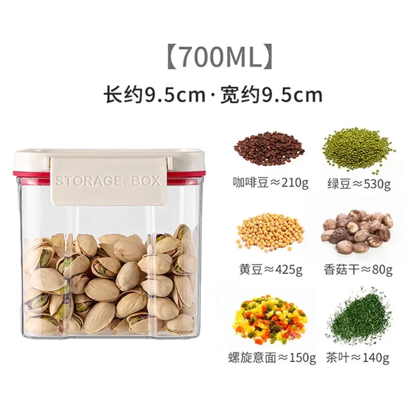 Vacuum sealed plastic transparent coffee bean moisture-proof and fresh-keeping box, kitchen storage tank, storage box