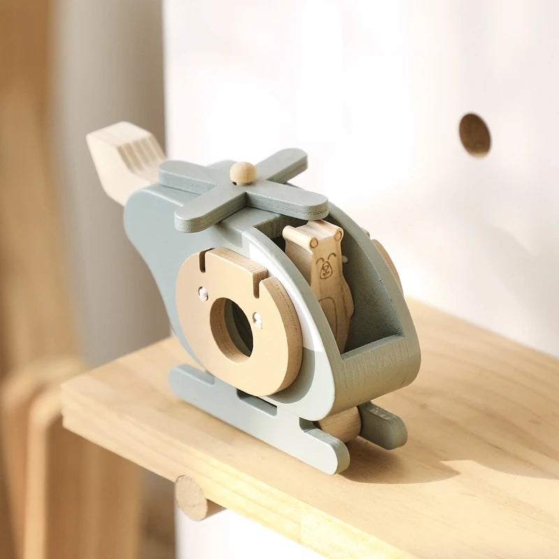Montessori-Holzflugzeug – Natürliches Lernspielzeug und Dekoration | Holzspielzeug für Babys und Kleinkinder | Nachhaltiges Geschenk