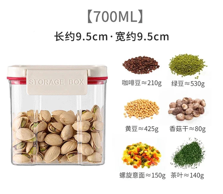 Vacuum sealed plastic transparent coffee bean moisture-proof and fresh-keeping box, kitchen storage tank, storage box