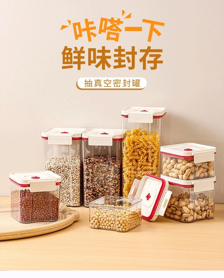 Vacuum sealed plastic transparent coffee bean moisture-proof and fresh-keeping box, kitchen storage tank, storage box