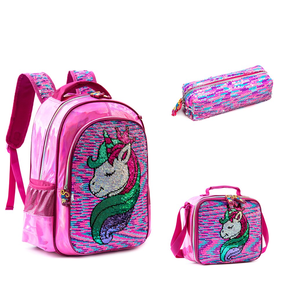 Einhorn-Pailletten-Schulrucksäcke für Mädchen