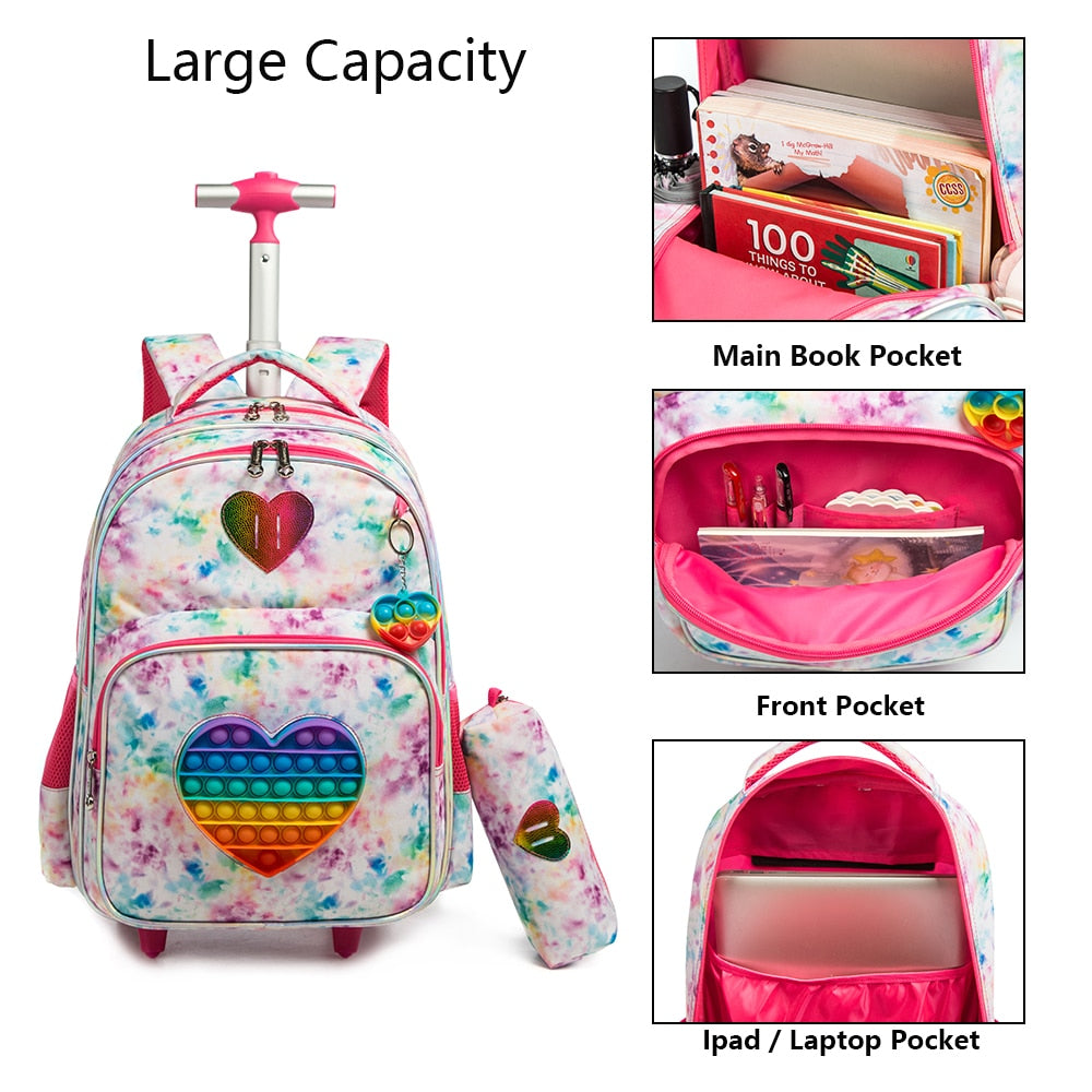 3 in 1 Schulrucksack mit Rädern