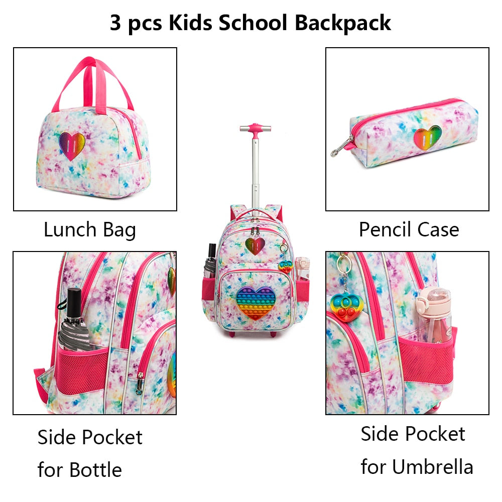 3 in 1 Schulrucksack mit Rädern