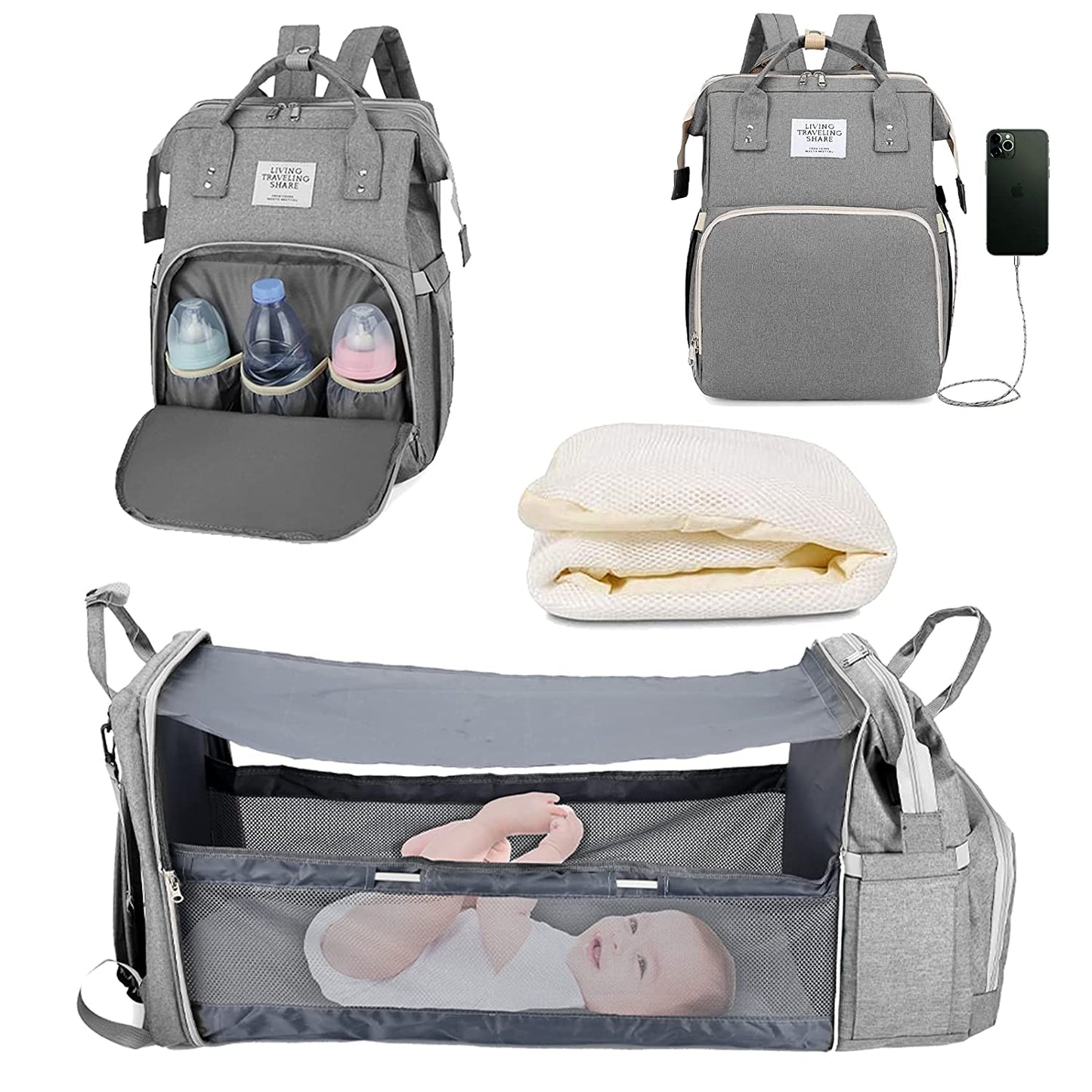 2in1 Baby Reise Wickeltasche & Schlafbett