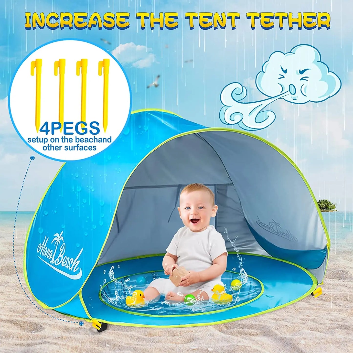 Baby Strand-Zelt inkl. Schwimmbad / UV Schutz