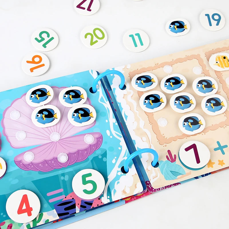 Sticker-Spielbuch mit Tier- und Zahlenpuzzles, ideales Lernspielzeug zur frühkindlichen Bildung und Entwicklung für Kinder