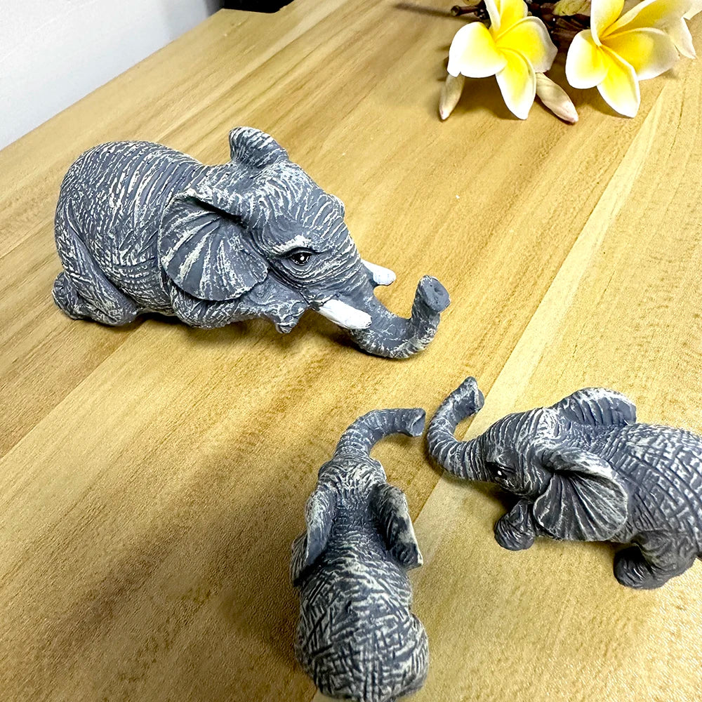 Elefant-Set aus 3 einzigartigen Statuen