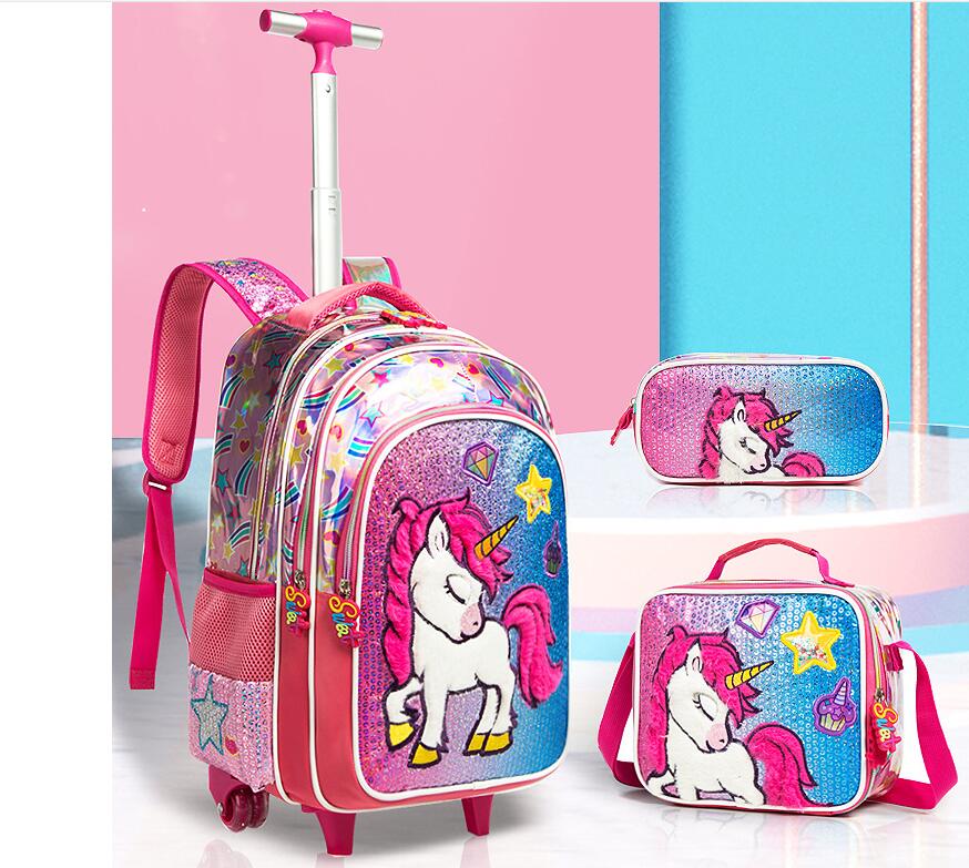 3 in 1 Schulrucksack für Mädchen Einhorn